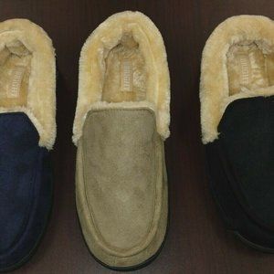 Men's Memory foam Moccasins Slippers Faux Fur Lined Indoor Outdoor Use Non-Slip
